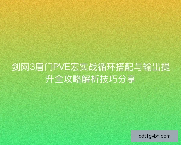 剑网3唐门PVE宏实战循环搭配与输出提升全攻略解析技巧分享