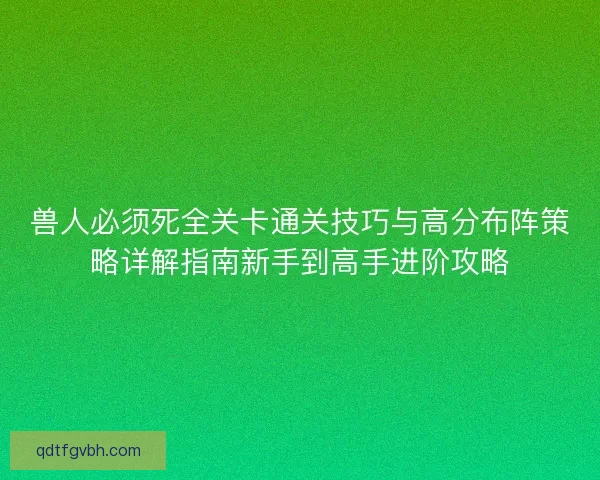 兽人必须死全关卡通关技巧与高分布阵策略详解指南新手到高手进阶攻略