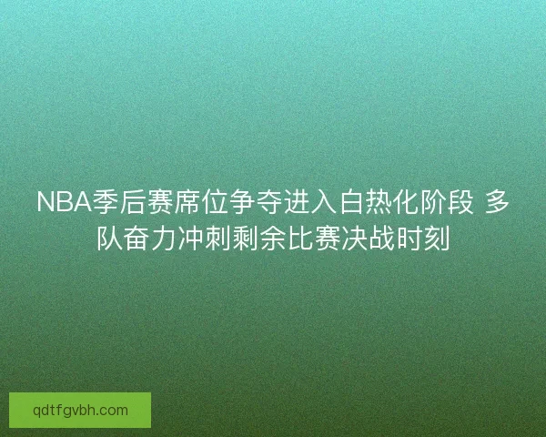 NBA季后赛席位争夺进入白热化阶段 多队奋力冲刺剩余比赛决战时刻