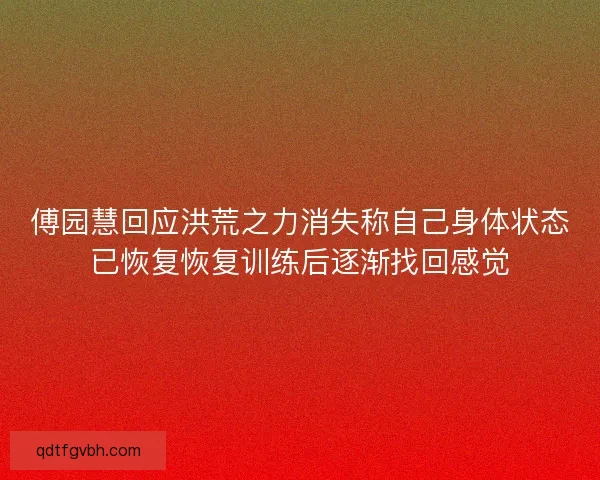 傅园慧回应洪荒之力消失称自己身体状态已恢复恢复训练后逐渐找回感觉