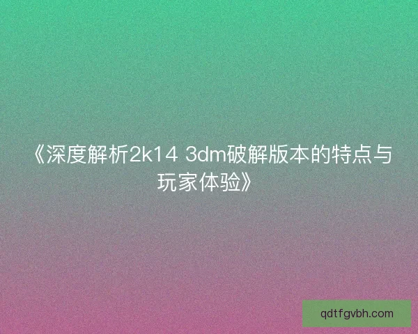 《深度解析2k14 3dm破解版本的特点与玩家体验》