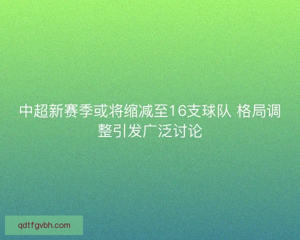 中超新赛季或将缩减至16支球队 格局调整引发广泛讨论